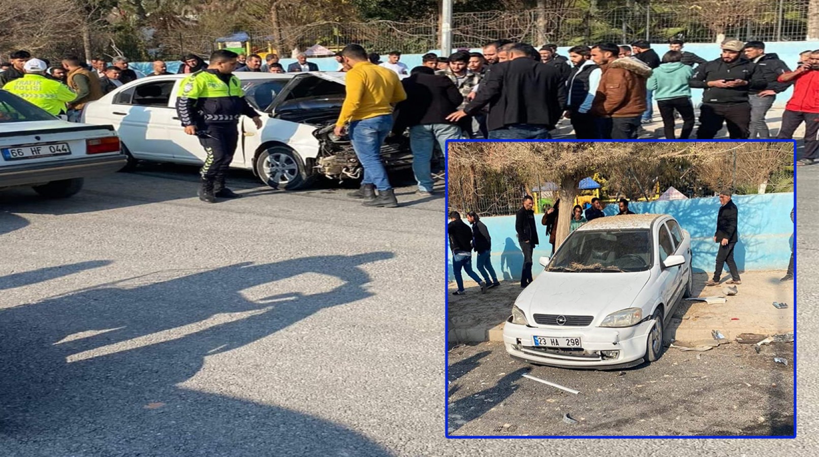 Akçakale’de iki otomobil kafa kafaya çarpıştı