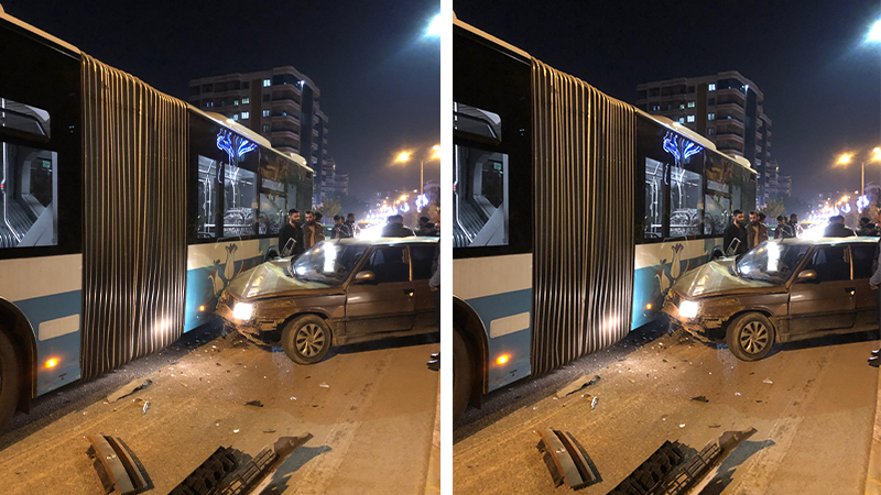 Urfa’da otomobil belediye otobüsüne çarptı!